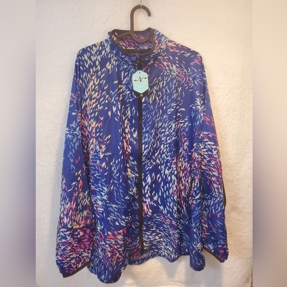 NWT Lularoe Rise Determined Zip Up Windbreaker‎ XL Floral.DETERMINEDLIGHTWEIGHT - Picture 1 of 16